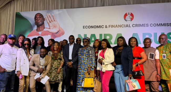 EFCC Hosts Entertainers, Others, Seeks Support Against Naira Abuse • Channels Television